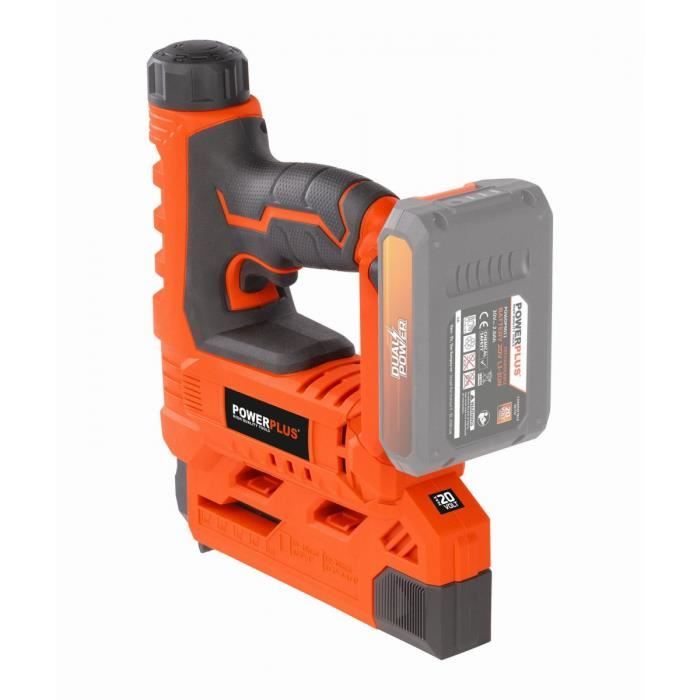 Agrafeuse-cloueuse sans fil 20V + 100 agrafes + 100 clous - DUAL POWER POWDP7010 - Livrée sans batterie ni chargeur