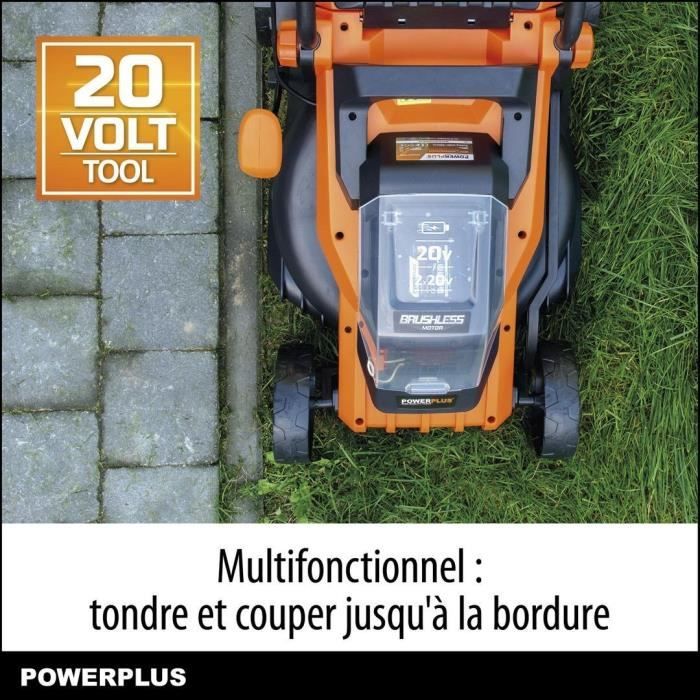 Tondeuse a batterie 20V 34 cm de coupe DUAL POWER POWDPGLWS1 - Batterie 4Ah et chargeur inclus - Moteur brushless