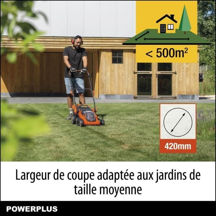 Tondeuse a Gazon sur Batterie 40V Dual Power POWDPGLWS2 - 420mm Ø, Sac de Collecte 50L