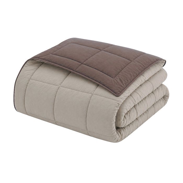 HUDSON - Couette Légere Microfibre - 200gr/m2 - Taupe & Lin 140 x 200 cm