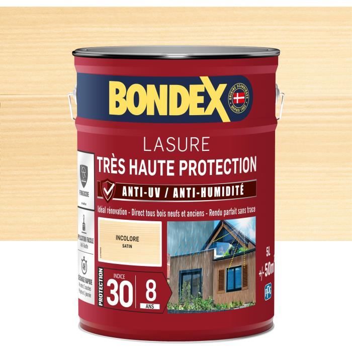 lasure pour bois trÈs haute protection 8 ans incolore 5L Bondex
