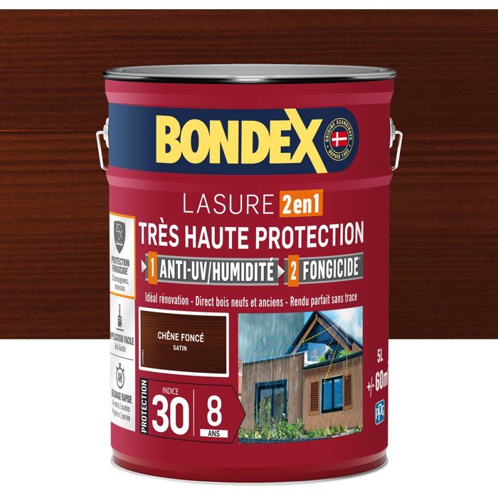 BONDEX - Lasure 8 ans - Indice 30 - Chene Foncé - Satin - 5L