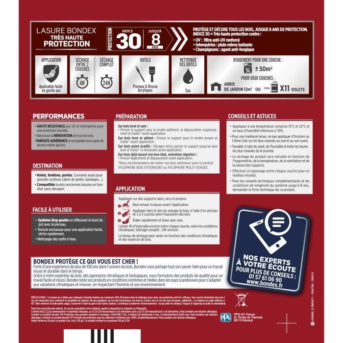 BONDEX Lasure lasure ind 30 / 8 ans 5l