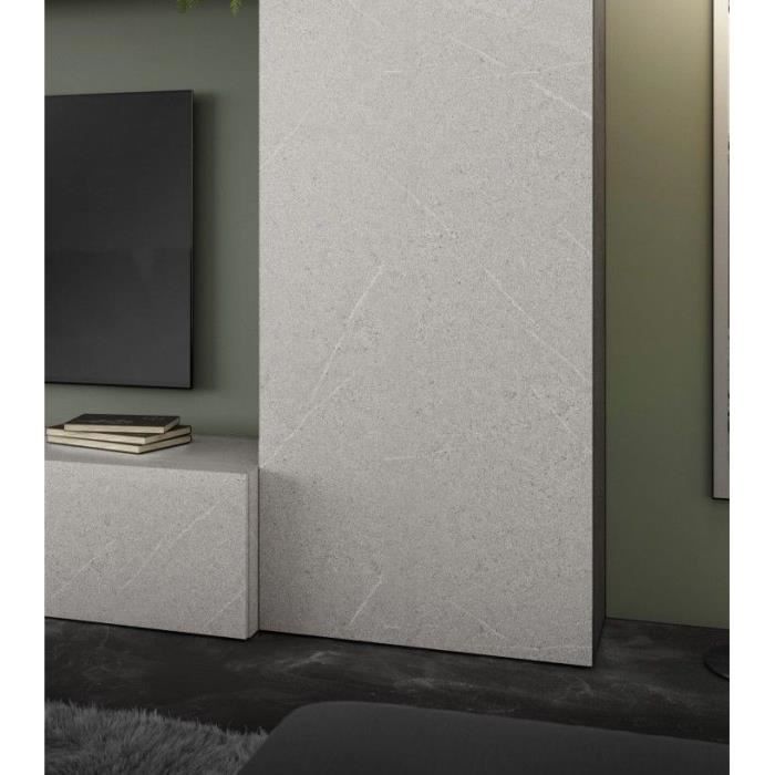 Composition murale TV - PRATO - Gris effet pierre - 277 x 40 x 210 cm