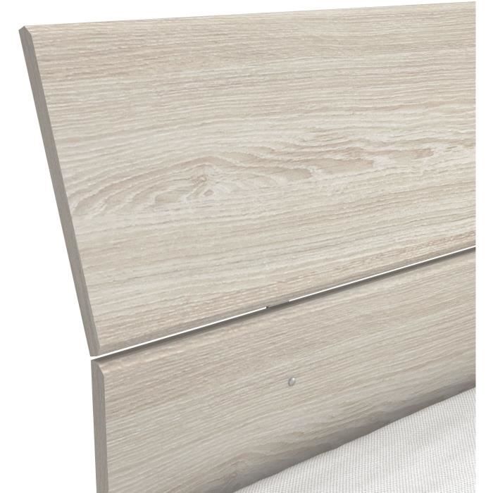 DEMEYERE PRICY Lit 140 x 190/200 cm - Décor Chene shannon - L 145 x P 205 x H 79 cm