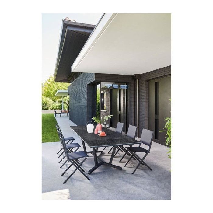 Table de jardin Vita graphite/magma en Aluminium 180/230/280 x100 cm - plateau Kedra