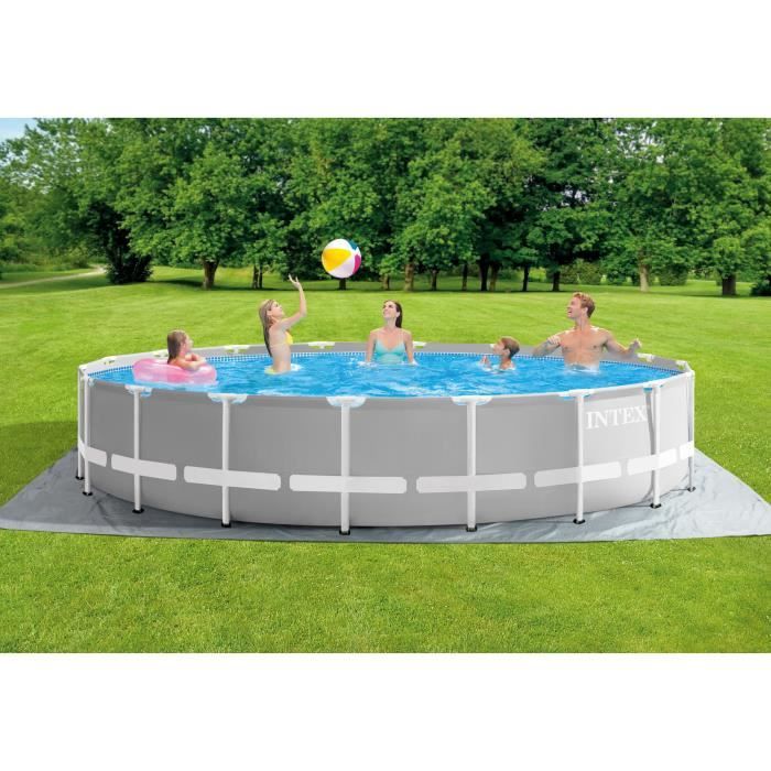 Kit Piscine hors sol tubulaire INTEX - Pris Frame - 549 x 122 cm - Ronde (Pompe, b‚che, tapis de sol et Èchelle) - 26732NP