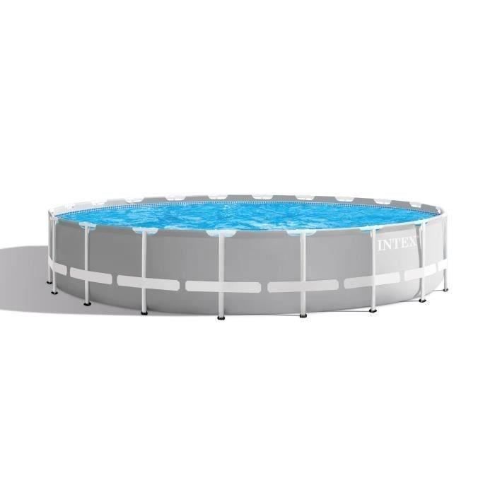Kit Piscine hors sol tubulaire INTEX - Pris Frame - 610 x 132 cm - Ronde (Pompe, b‚che, tapis de sol et Èchelle) - 26756NP