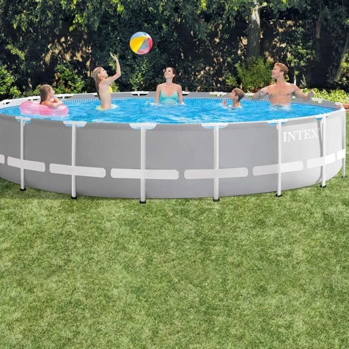 Kit Piscine hors sol tubulaire INTEX - Pris Frame - 610 x 132 cm - Ronde (Pompe, b‚che, tapis de sol et Èchelle) - 26756NP