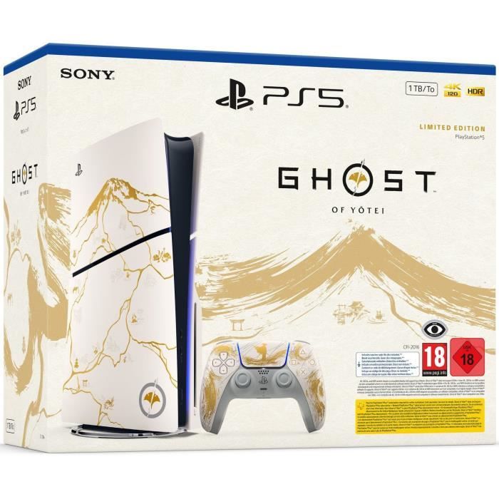 Console PS5 Standard - Édition limitée Ghost of Yotei - Gold + Jeu Ghost of Yotei (code de téléchargement)