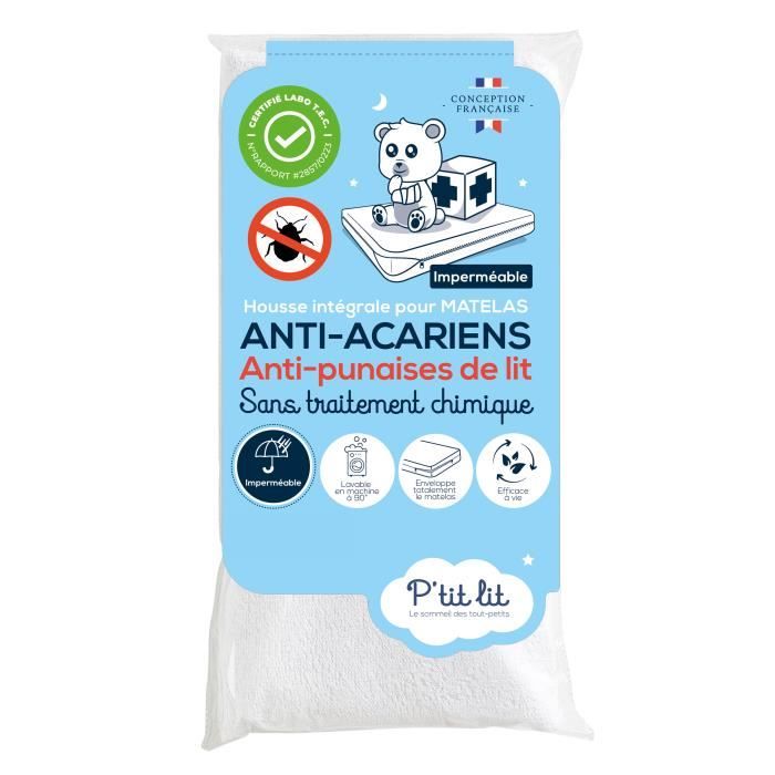 Housse intÈgrale matelas ImpermÈable - Anti-Punaise de lit - 70x140x15 cm - Fermeture a glissiere - Sans traitement chimique