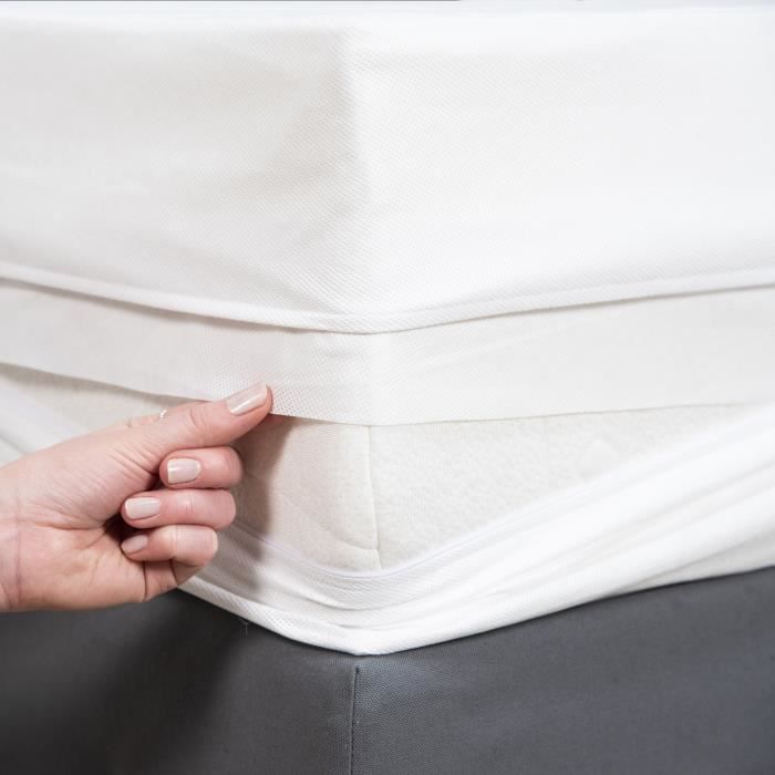 Housse intÈgrale matelas ImpermÈable - Anti-Punaise de lit - 70x140x15 cm - Fermeture a glissiere - Sans traitement chimique