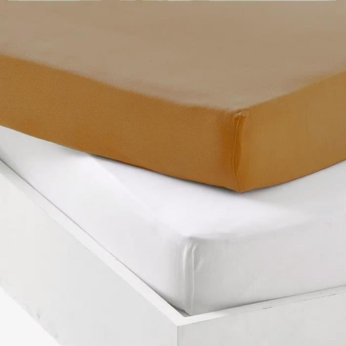 Lot 1 alese + 1 drap housse - P'TIT DODO - 60 x 120 cm - Blanc / Caramel