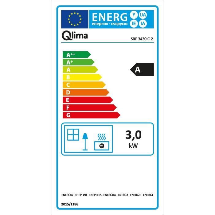 QLIMA SRE3430C2 Poele a pÈtrole Èlectronique 3 kW pour volume 120m3/48m2, Systeme anti-odeur, RÈgulation tempÈrature