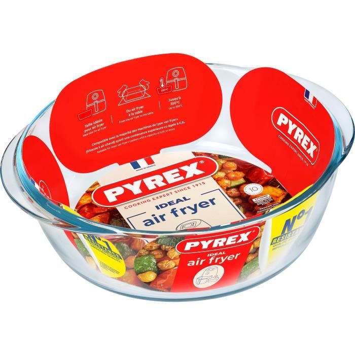 Plat air fryer - PYREX - 1450144 - Rond - En verre borosilicate - 26 cm