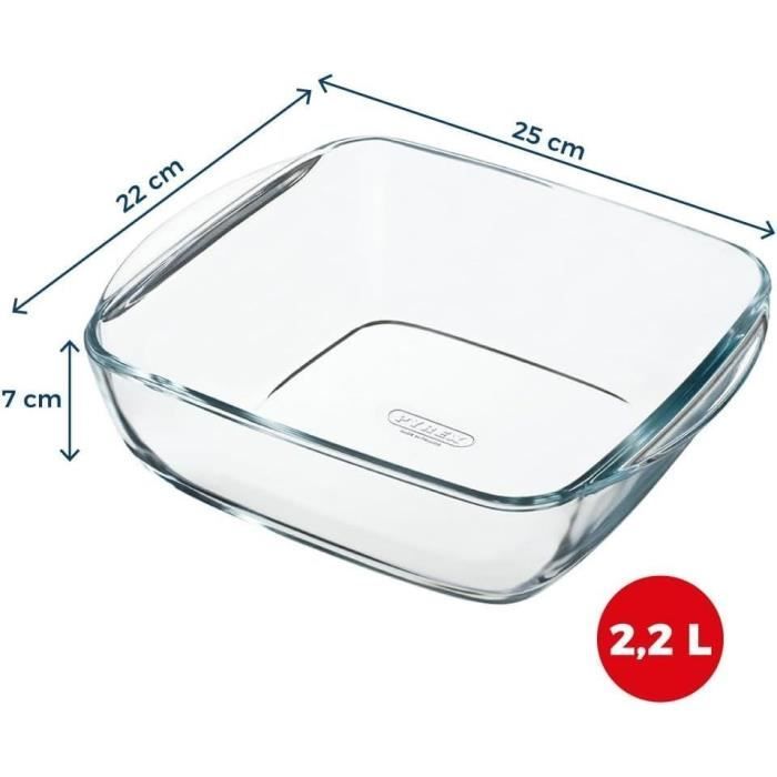 Plat air fryer - PYREX - 1450142 - Carré - En verre borosilicate - 25 x 22 cm