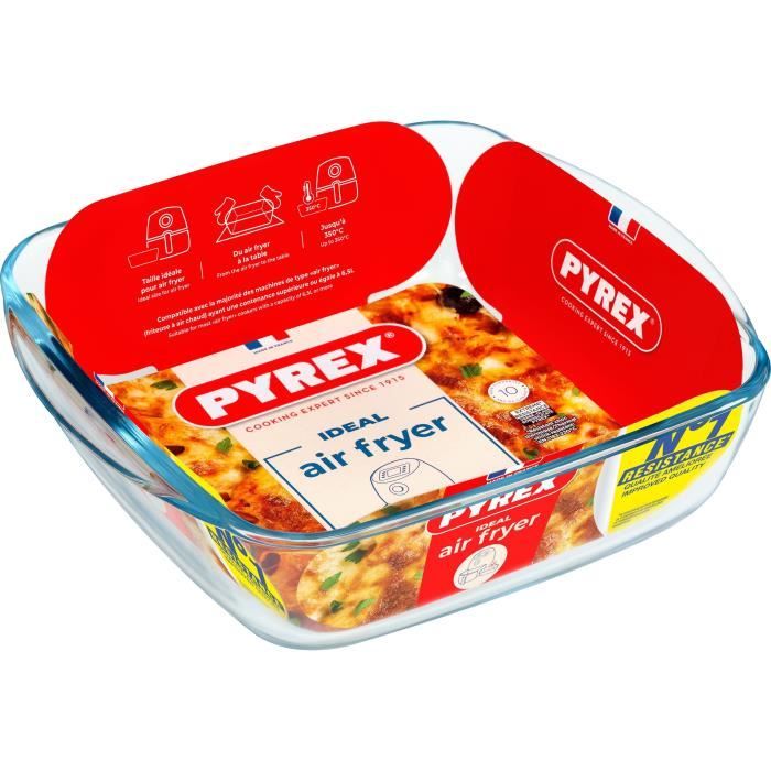 Plat air fryer - PYREX - 1450142 - Carré - En verre borosilicate - 25 x 22 cm