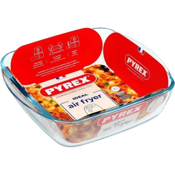 Plat air fryer - PYREX - 1450142 - Carré - En verre borosilicate - 25 x 22 cm