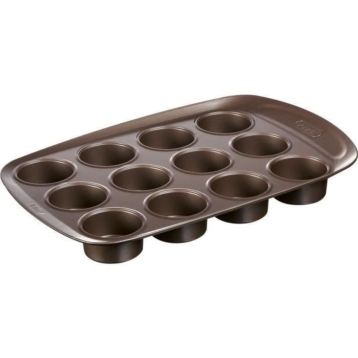 Moule a muffin - PYREX - 1452002 - En acier carbonne - Antiadhésif - 12 trous