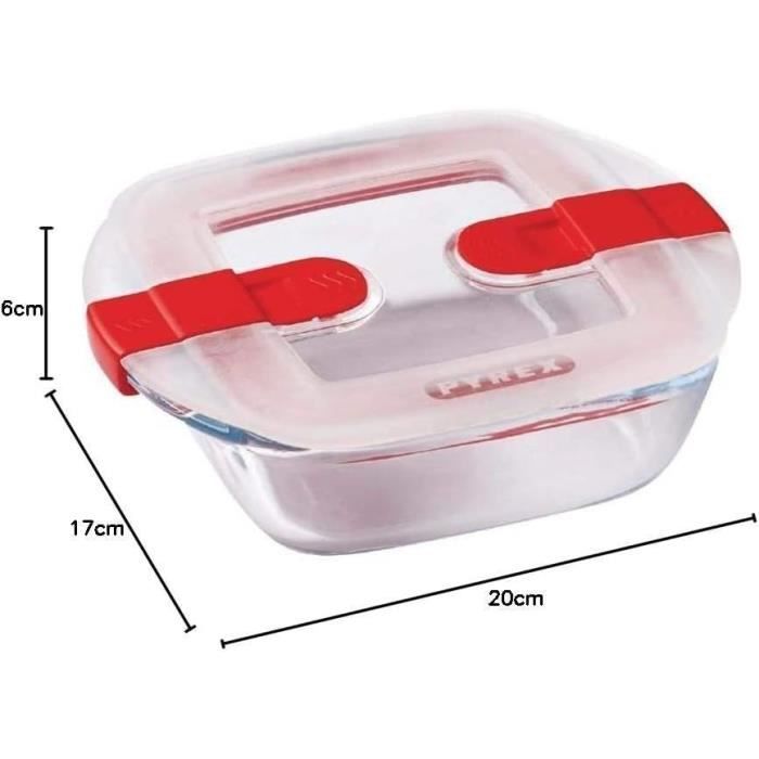 Boîte rectangulaire avec couvercle - PYREX - 1451021 - 20 x 17 cm - 1 L - Cook & Heat - Base en verre borosilicate