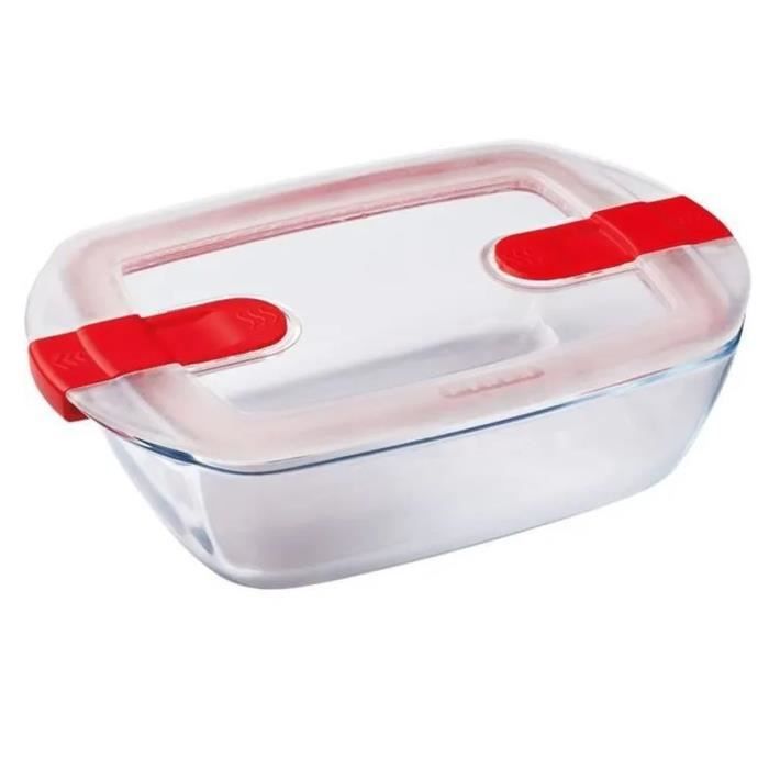 Boîte rectangulaire avec couvercle - PYREX - 1451024 - 23 x 15 cm - 1,1 L - Cook & Heat - Base en verre borosilicate