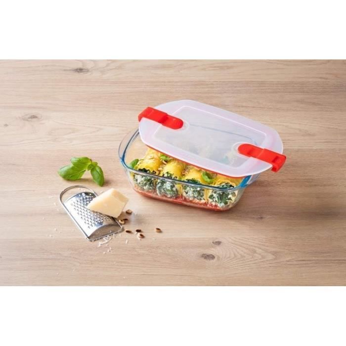 Boîte rectangulaire avec couvercle - PYREX - 1451024 - 23 x 15 cm - 1,1 L - Cook & Heat - Base en verre borosilicate