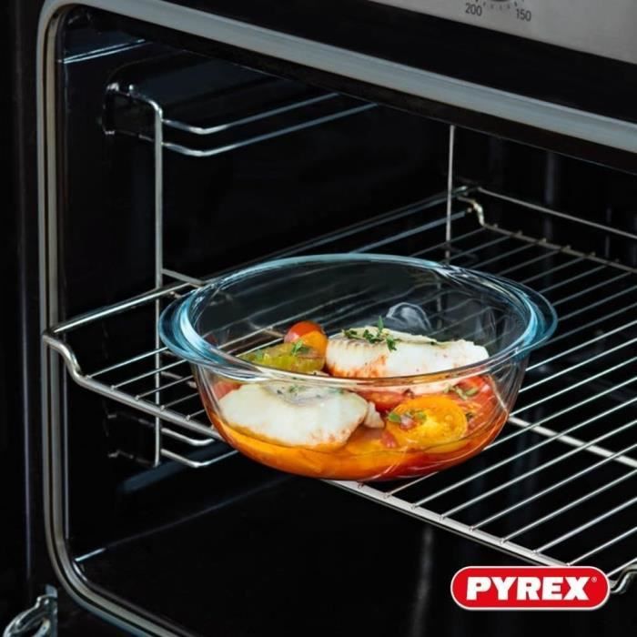 Boîte ronde avec couvercle - PYREX - 1451018 - 20 x 18 cm - 1,1 L - Cook & Heat - Base en verre borosilicate