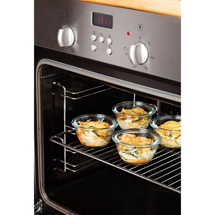 Lot de 5 mini bols - PYREX - Cook & Go - Verre - Rond - Couvercle étanche - 0,2 L