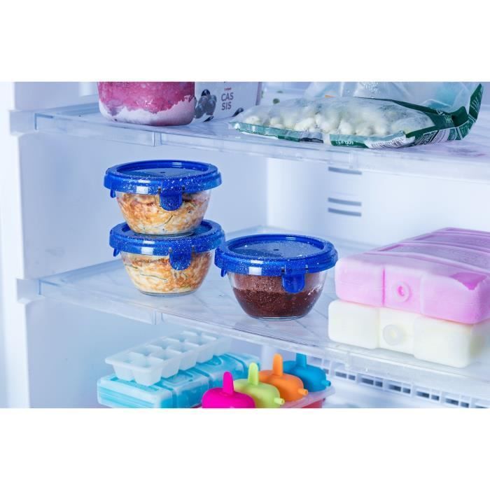 Lot de 5 mini bols - PYREX - Cook & Go - Verre - Rond - Couvercle étanche - 0,2 L