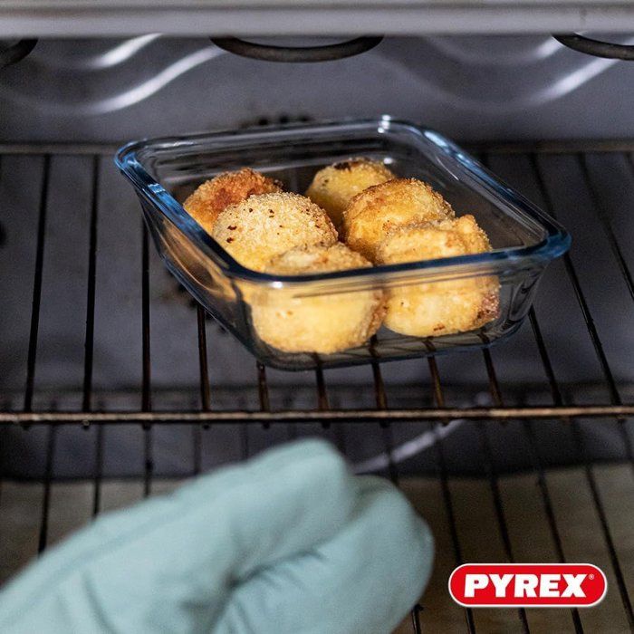 Lot de 2 boîtes de conservation carrées - PYREX - COOK & GO - Hermétique - 0,8 L et 1,9 L - Verre
