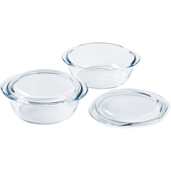 Lot de 2 cocottes - PYREX - Verre - Rond - 2,3 L