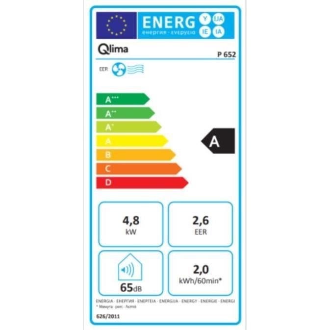 Climatiseur mobile - QLIMA 15000 BTU - P652 - 4,8 kW - Déshumidificateur