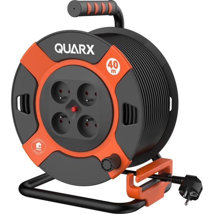 Enrouleur - QUARX - Bricolage - 40m, H07RN-F 3G 1,5mm˛, tambour plastique