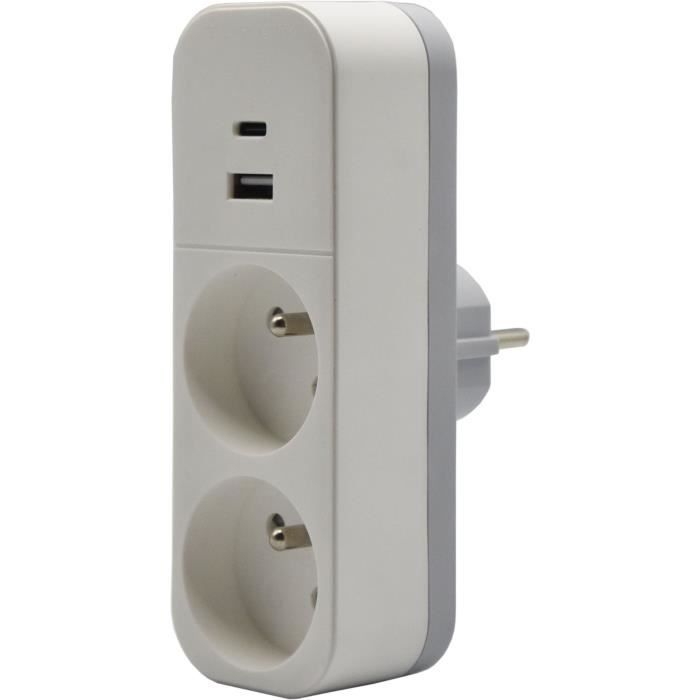 Biplite - QUARX - 2P 16A - Avec USB-A et USB-C, conforme NF