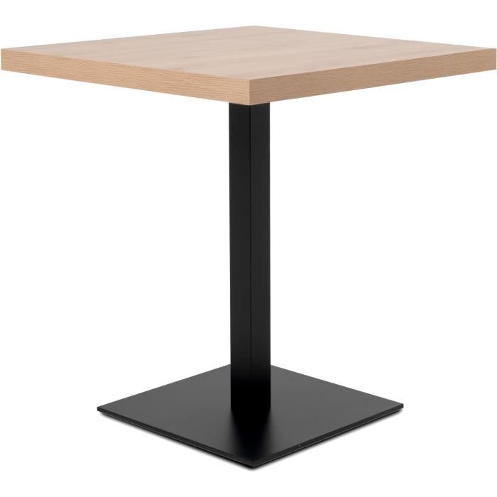 Table a manger seule QUADRATO - 4 personnes - MÈlaminÈ chene et noir - L70 x H75 x P70 cm