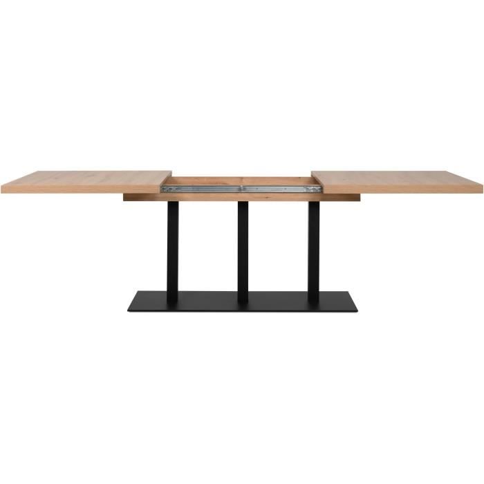 Table a manger extensible QUADRATO - 8 a 12 personnes - Mélaminé chene et noir - L160-240 x H75 x P80 cm