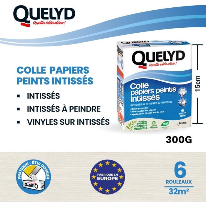 Colle papiers peints - QUELYD - Intissés en poudre - Toutes pieces - Application murale - Étui doseur 300 g