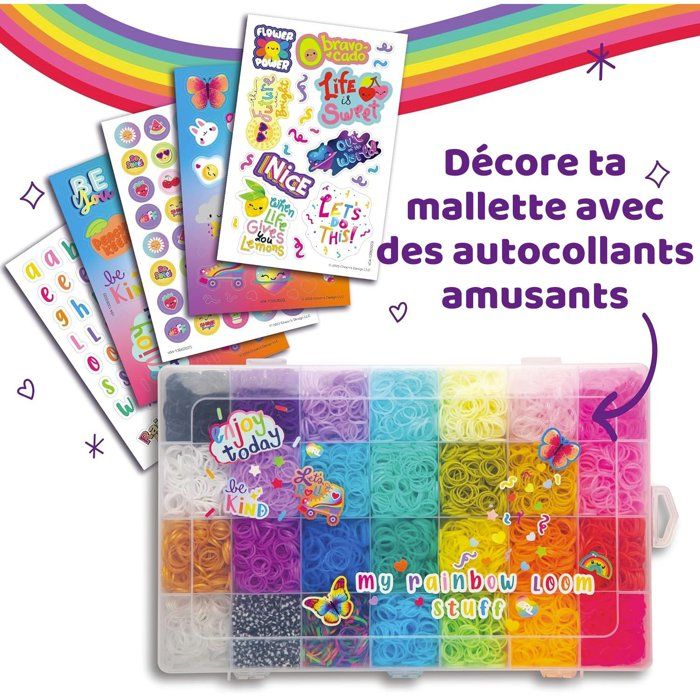 Kit créatif DIY bracelets élastiques - BANDAI - Rainbow Loom - Treasure Trove - 11 000 élastiques et accessoires