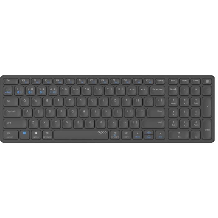 Ensemble clavier souris - RAPOO - 9700M - Sans fil - AZERTY - Ultra-slim - Noir