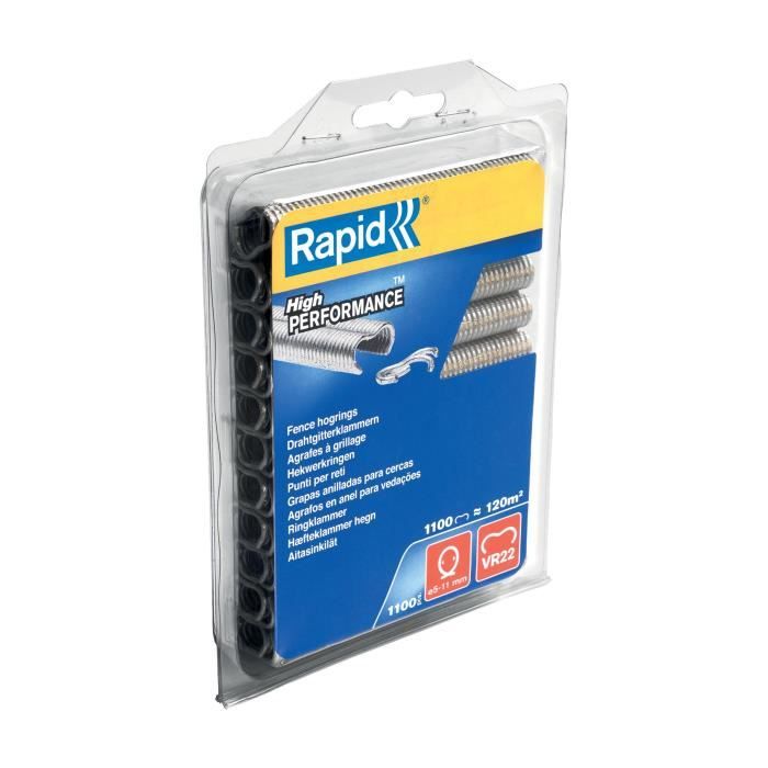 Agrafes grillage - RAPID - VR22 acier galvanisé - Pose de clôture - Blister 1100 - (40108806)