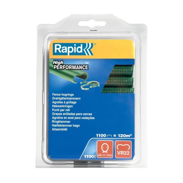 Agrafes grillage - RAPID - VR22 Vert - Blister 1100 - Pose de clôture - (40108807)