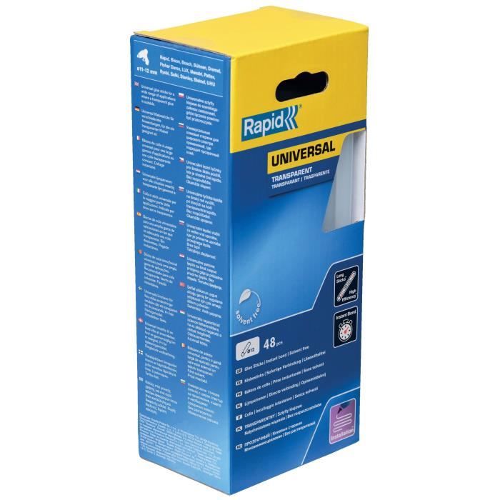 Colle Transparente Ø12mm - RAPID - 190mm x48 sticks (880g) - Colle chaude - Boîte - (5001411)