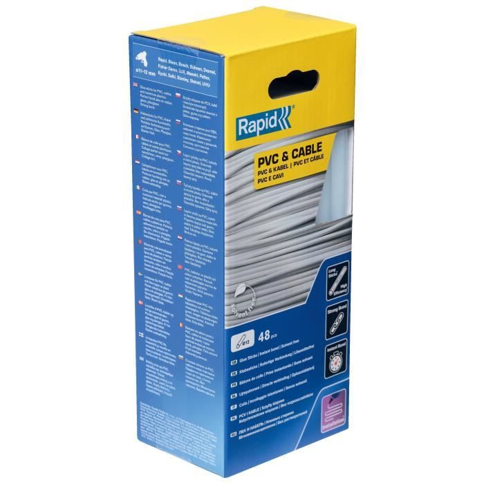 Colle PVC & Câbles Ř12mm - RAPID - 190mm x 48 sticks (880g) - Colle chaude - Boîte - (5001413)