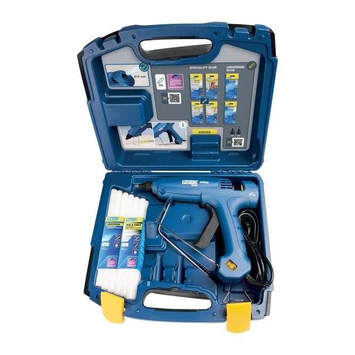 Pistolet a colle professionnel RAPID EG320 - 1000g/h PRO Coffret + colle 24 sticks