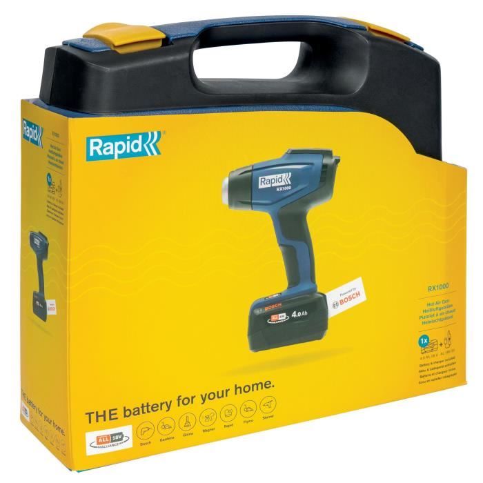 Pistolet air chaud - RAPID - RX1000 - 18V - Décapeur thermique jusqu'a 550°C - Coffret (Boîte + batterie + chargeur) - (5001510)
