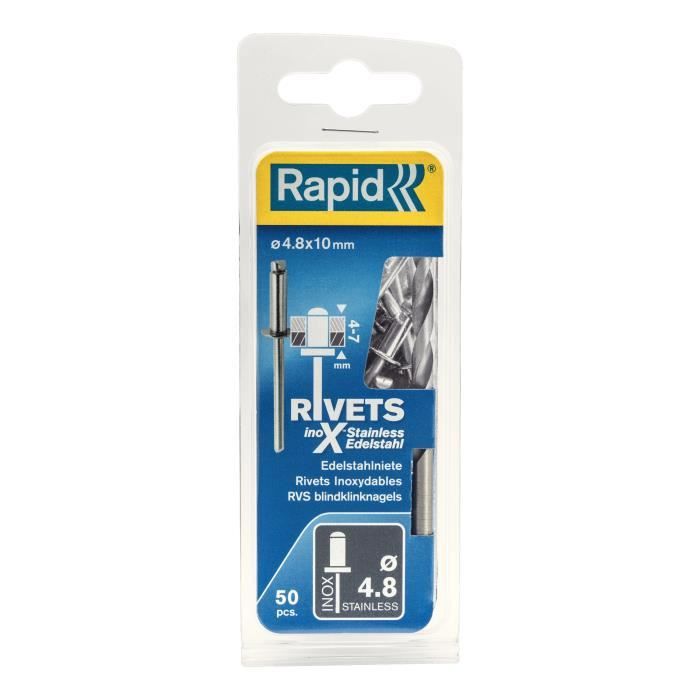 Rivets inoxydables Rapid Ř4.8x10mm. Blister de 50 pcs