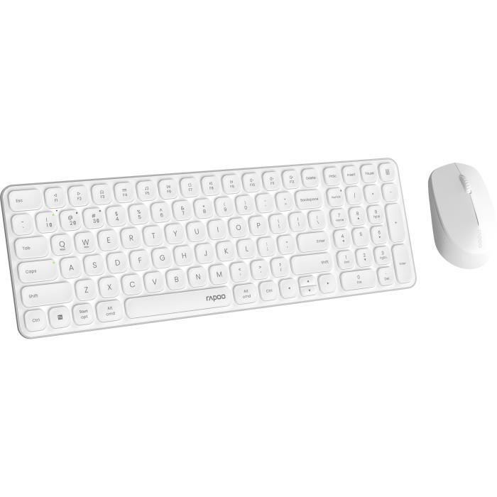 Ensemble Clavier-Souris - RAPOO - 9310M - Sans-fil - Multimode - Ultra-Slim - Blanc