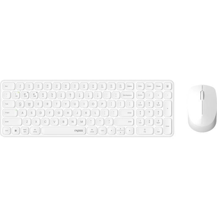 Ensemble Clavier-Souris - RAPOO - 9310M - Sans-fil - Multimode - Ultra-Slim - Blanc