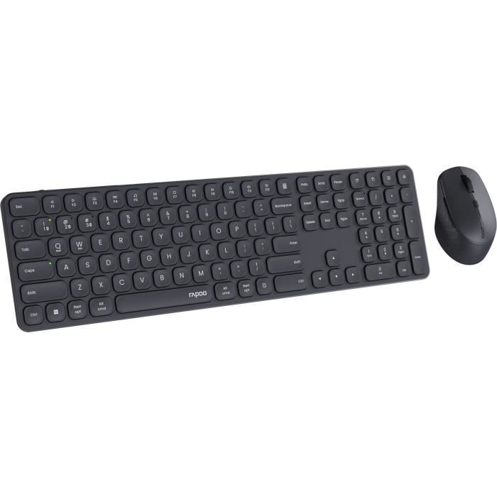 Ensemble Clavier-Souris - RAPOO - 9810M - Sans-fil - Multimode - Dark Grey