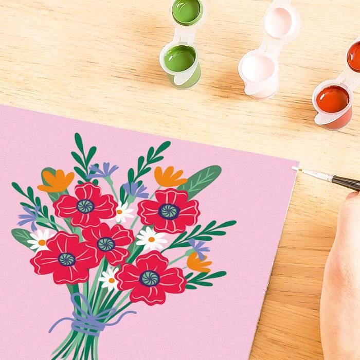 CreArt 20x20 cm Poppy bouquet, Loisir créatif, Adulte, Peinture par numéros, 25519, Ravensburger